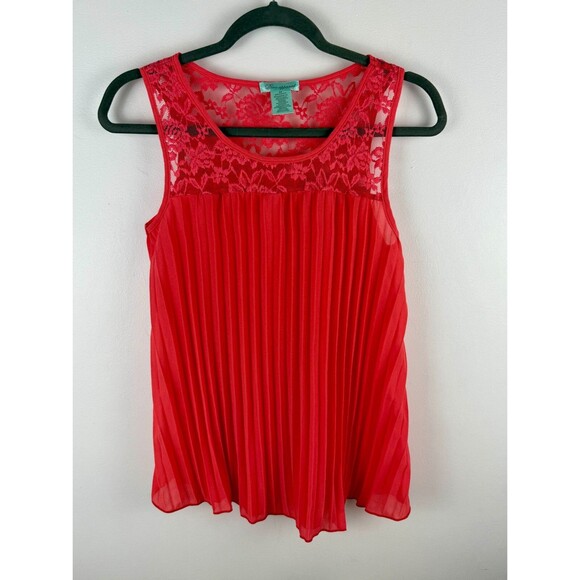 Diva Appared Pleated Blouse Top Women Sleeveless Size M Pink - Picture 1 of 15